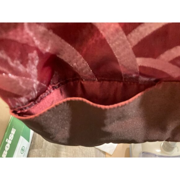 Garnet Red Organza Fabric Over Embroidered Satin Mandarin Jacket. Sz: S - Picture 4 of 5